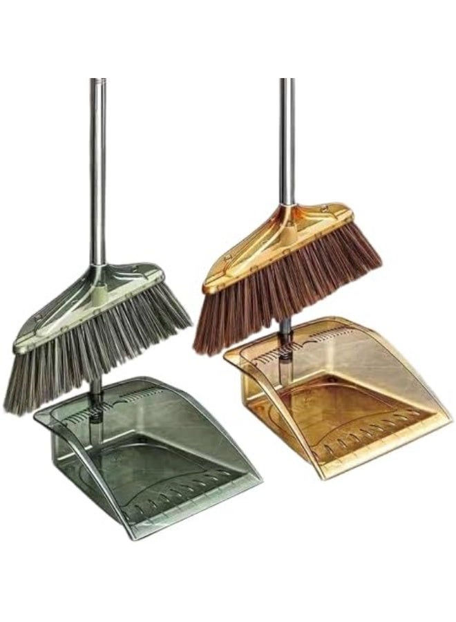 جاروف مع فرشة أكريليك شفاف – تصميم عصري متين بخامة قوية عالية الجودة – يد معدنية مقاومة للصدأ – للتنظيف اليومي السريع في المنزل والمكتب – ألوان متعددة - Image 1